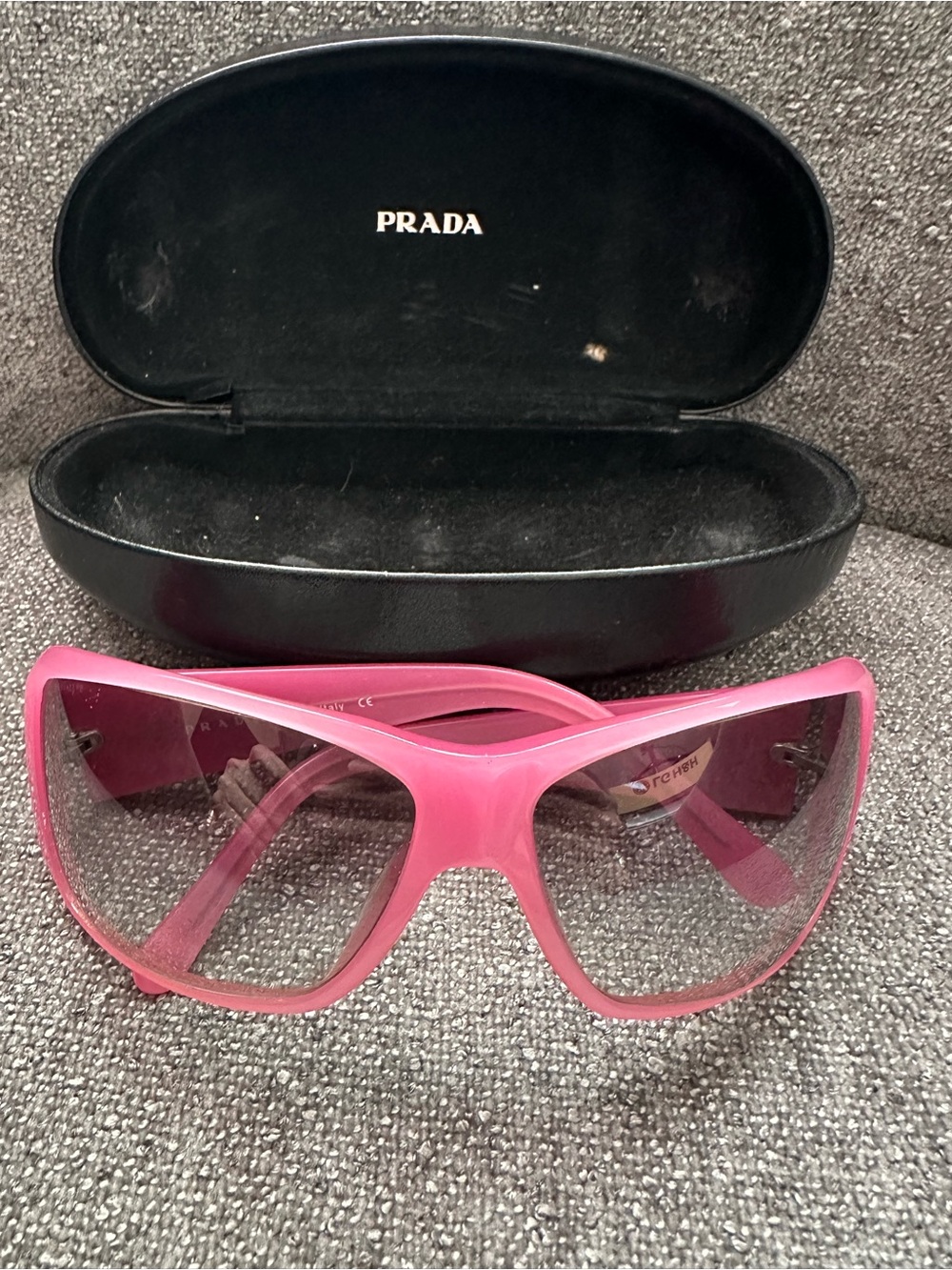 Prada VINTAGE Y2K  Bold Pink Oversized Shield Sunglasses